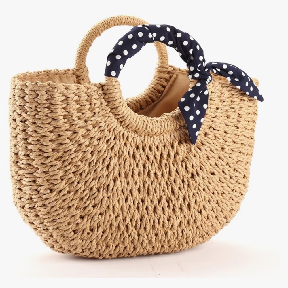 Summer large beach handmade rattan straw tote bag